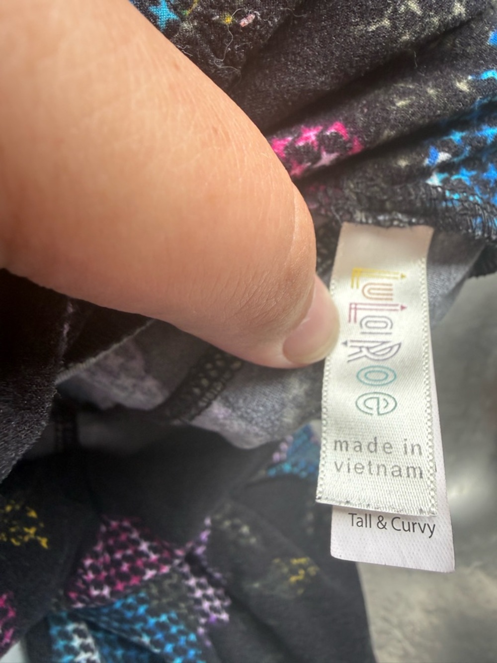 LuLaRoe Black Leggings with Multicolor Star Print